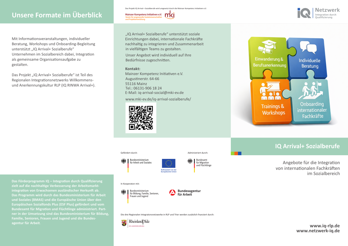 Flyer "Arrival+ Sozialberufe"